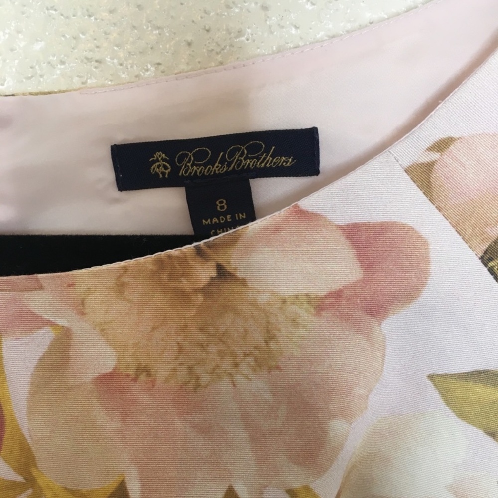 Brooks Brothers Floral Sheath Cap Sleeve Dress 8 - Picture 4 of 5